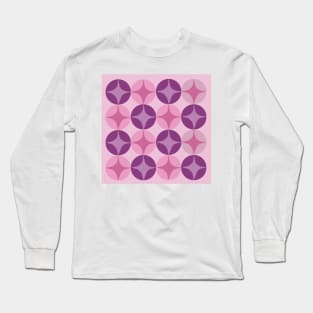 Mid Century Modern Pattern in Pink & Purple Long Sleeve T-Shirt